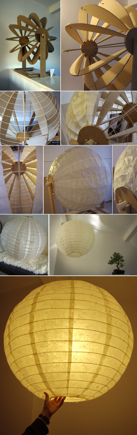 Lampe en papier fabriquée par Cali et Chex en s'inspirant de Noguchi