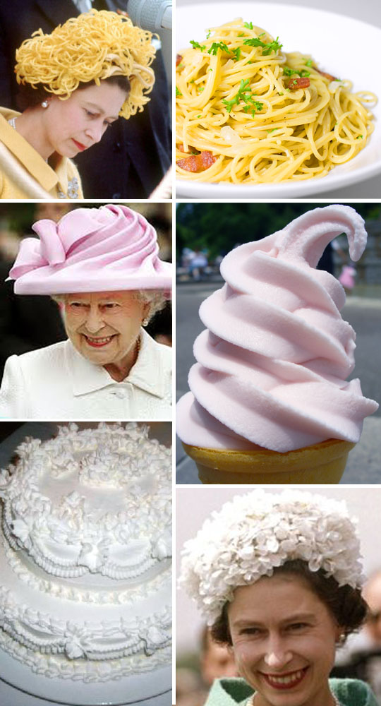 la reine et ses chapeaux-gâteaux