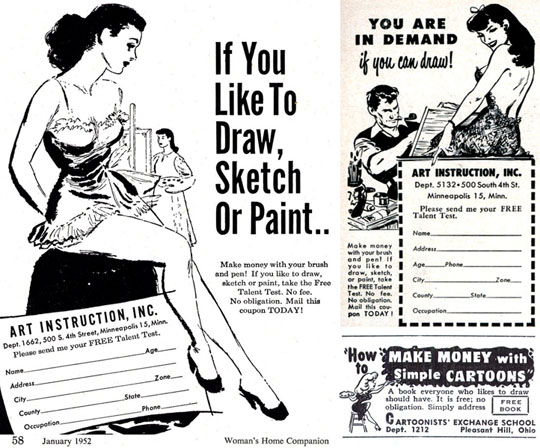 Publicités années 50 - dessinez !