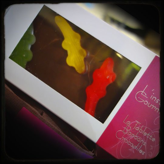 Tablette chocolat et crocodiles haribo, oct 2013 Tablette chocolat et crocodiles haribo