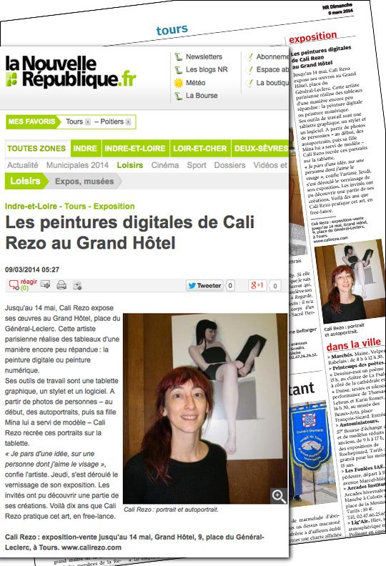 Article Cali Rezo exposition Tours - Nouvelle République - 2014