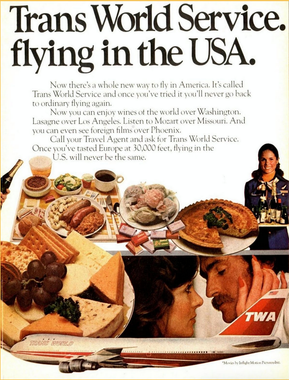 Publicité pour compagnie aérienne Boeing années 70