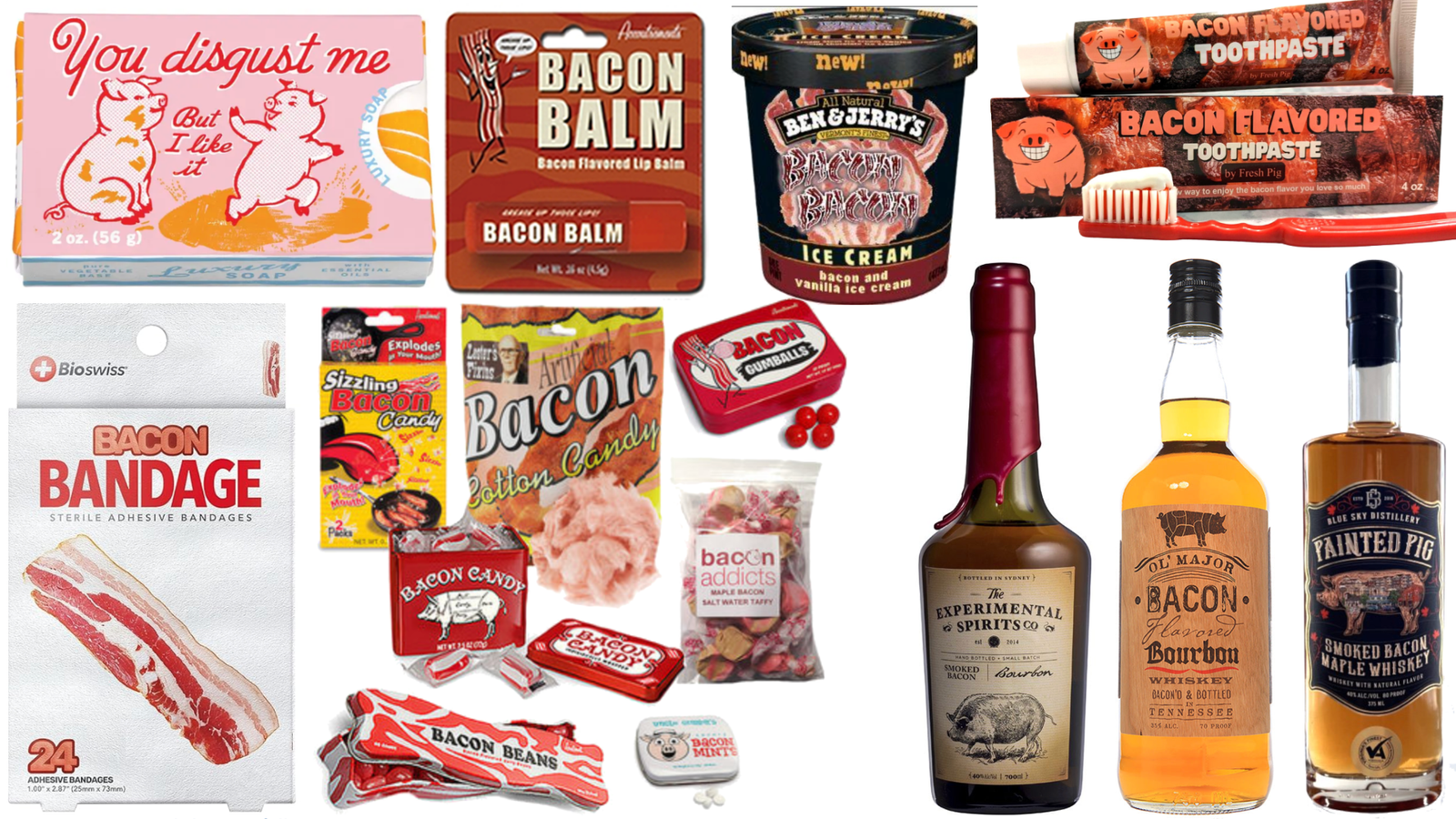 aliments et objets à base de bacon