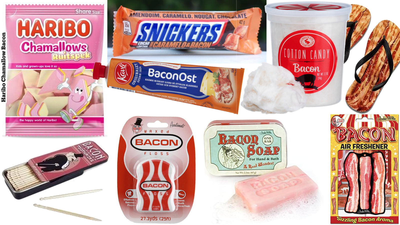 aliments et objets à base de bacon
