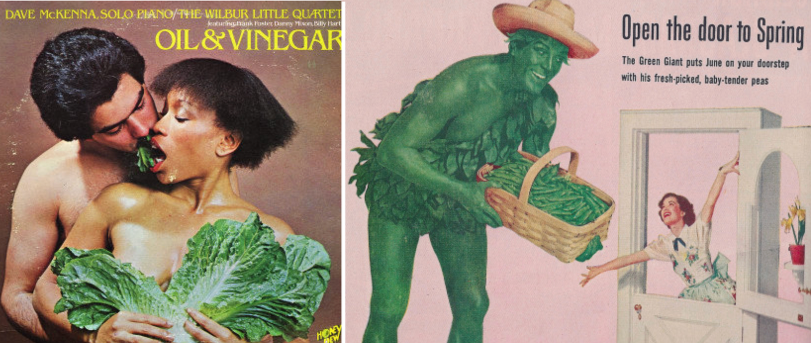 publicité vintage pour du maïs et couverture de disque
