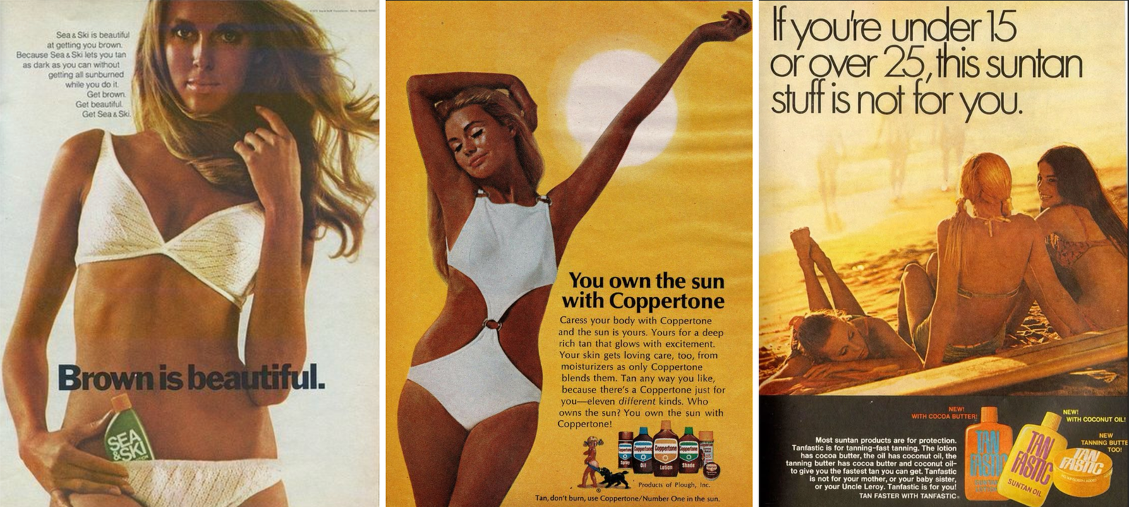 Publicités pour produits solaires 1970