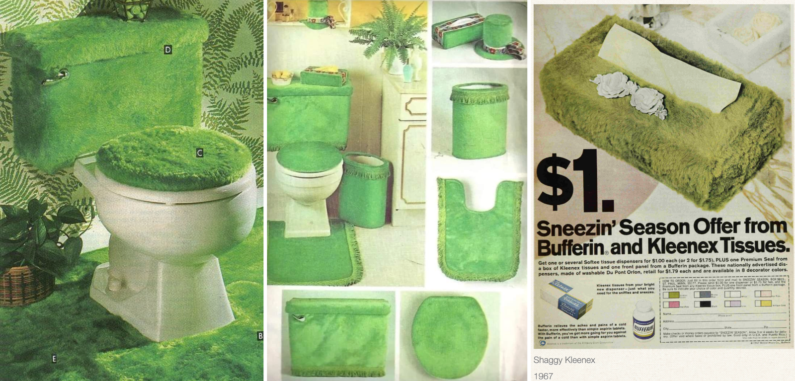 toilet cover shaggy and green from 70s