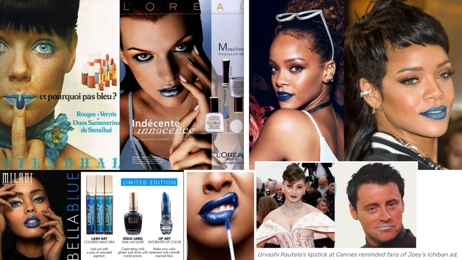 publicité pour du rouge à lèvre bleu